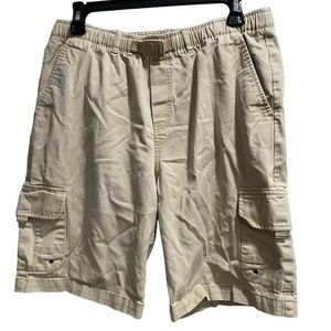 Boy's‎ Lands’ End Size 14-16 Husky Shorts Beige Elastic Waist Pull On Buckle
